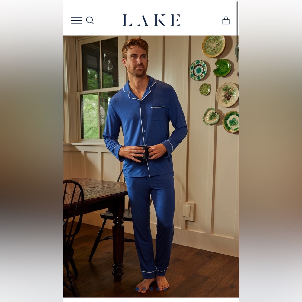 NWT LAKE Pajamas men’s DreamKnit pants set delft blue XL